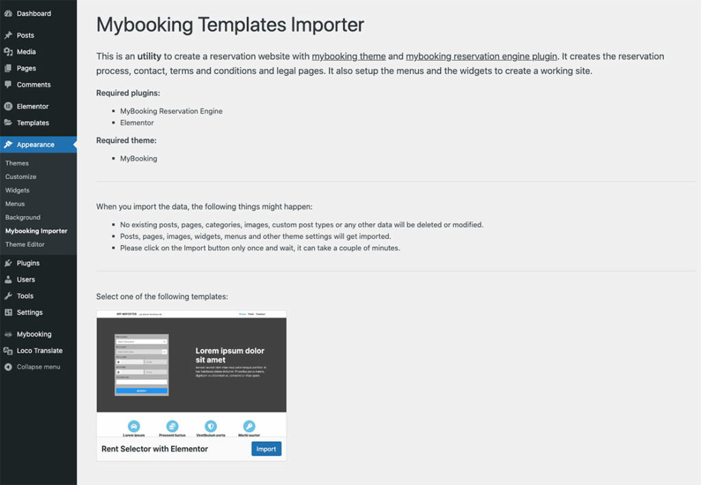 Mybooking Plugin Importer